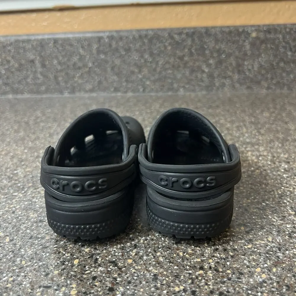 Crocs Iconic Comfort Toddler Little Kids Size 6 Black Clogs Mules Slip On Casual